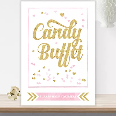 Little Girls First 1st Birthday Party Christening Candy Buffet Table Sign GL1 • £4.40