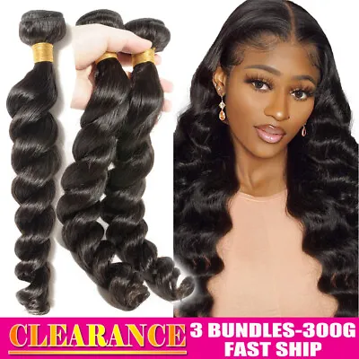 50% OFF LOOSE WAVE Mogolian Hair Weave Weft Human Extensions 3 Bundles US Stock • $288.40