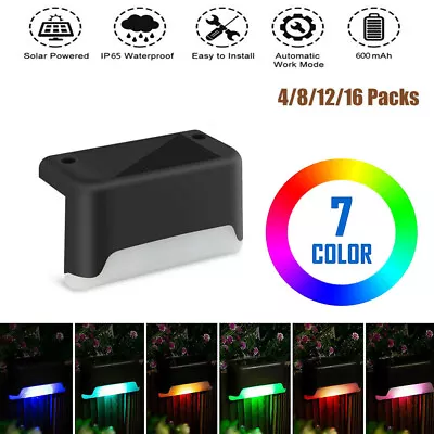 4/8/12/16x Solar Deck Lights Outdoor Waterproof LED Steps Lamps Color Changing • $19.89