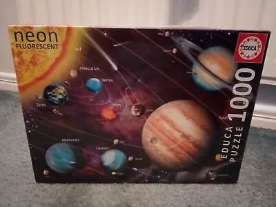 Educa Solar System Neon Fluorescent 1000pc Jigsaw Puzzle New/ Sealed • £4.99