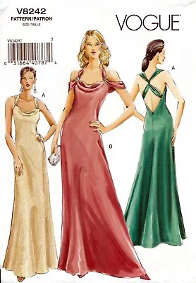 Easy Vogue Pattern 8242 Misses Red Carpet Evening Dress Wedding Gown V8242 Uncut • $29.99