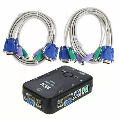 2 Or 4 Port USB/PS2 KVM VGA Switch With 2 Or 4 Set Cable For Mouse Monitor PC • $19.99