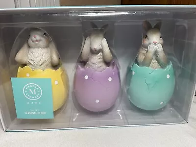 Martha Stewart Home Easter Eggs (3) Rabbits Yellow Purple Turquoise  Nib • $28.99