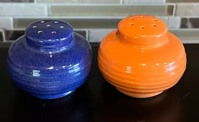 Vintage Pacific Pottery USA Orange & Blue Salt & Pepper Shakers • $15.95
