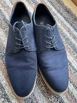 H&M Mens Blue Suede Effect Shoes Lace Up Size 8 EU42 • £12