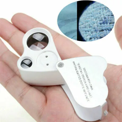 60X Magnifying Loupe Jewelry Eye Glass Magnifier LED Light Jewelers Loop Pocket- • $4.99