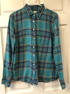 J Crew Plaid Blue Yellow & Green Plaid “the Boy Shirt” Size S • $11