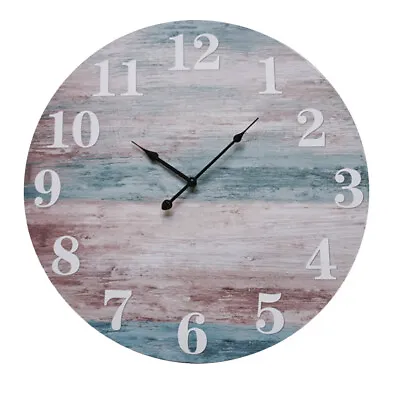 $49.95 • Buy New 60cm Large Round Hanging Clock MDF Wall Clock-Soft Blue And Pink Home Decor