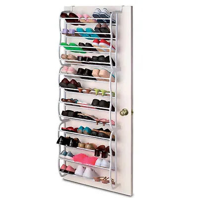 36 Pair Over Door Hanging Shoe Rack 12 Tier Shelf Organiser Storage Stand Holder • £10.95