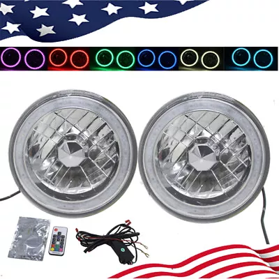 7  Inch Round RGB MULTI COLOR LED SMD Halo Clear Lens Diamond Cut Headlights • $44.69