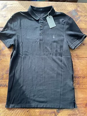 All Saints Men’s Polo T Shirt Worn Black / Charcoal Grey Medium With Tags • £24.99