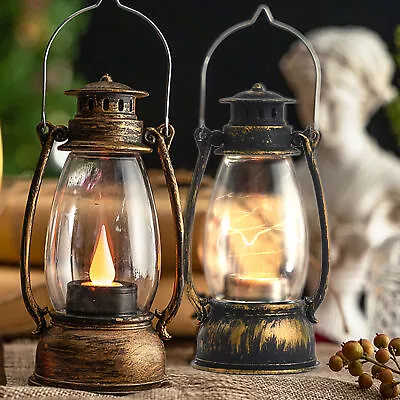 Outdoor Battery Operated Lantern Flickering Flame Wired LED Vintage Lantern Lamp • $9