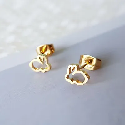 £6.80 • Buy Silver Or Gold Plated Easter Bunny Rabbit Studs Earrings Farm Animal Kids 