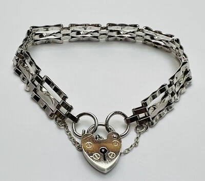 £21 • Buy Vintage Silver 3 Bar Gate Bracelet 12.1 Grams
