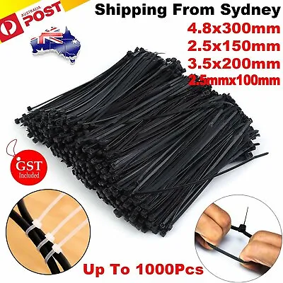 Cable Ties Zip Ties Nylon UV Stabilised 100/200/500/1000x Bulk Black Cable Tie • $9.89
