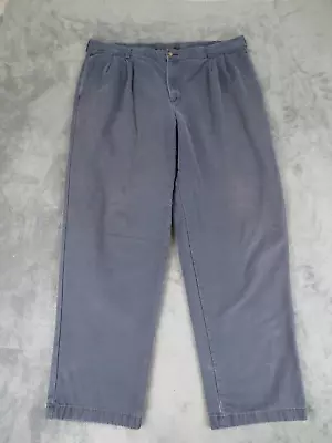 L. L. Bean Pants Mens 40 X 32* Faded Blue Flannel Lined Cotton Suspender Buttons • $15.38