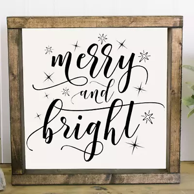 Merry & Bright Vinyl Decal For Sign Make Your Own Rustic Sign Christmas Decals • $5