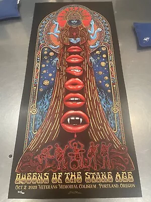 Emek Queens Of The Stone Age Poster 10/02/2023-PortlandOR #369/400 16.5x36 • $199