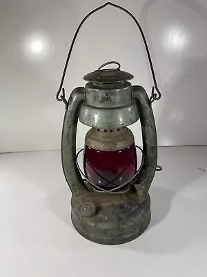 Vtg Camp Oil Fluid Lantern Red Globe Signal Lamp No 250 Air Pilot Camping • $49.95