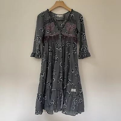 Odd Molly Womens Dress Size 1 Pure Cotton Floral Embroidered - Made In India • $28.50