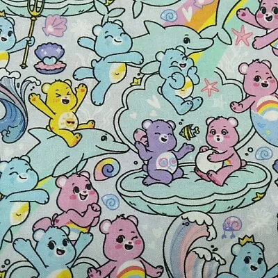 Care Bears Quilting Fabric 95cm X 110cm Pastel Blue Cheer Bear Mermaid NEW • $20