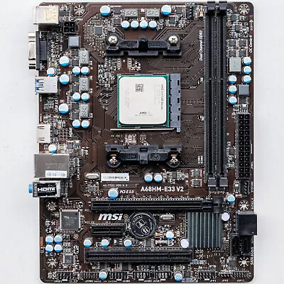 MSI A68HM-E33 V2 FM2+ AMD APU Motherboard MicroATX PCIe 3.0 SATA III W/ A4-7300 • $59