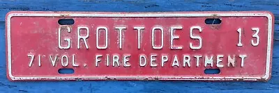 1971 Grottoes Virginia Va Fire Department License Plate Town Tag Topper Badge 13 • $305