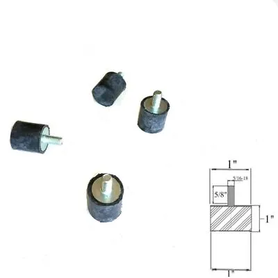 4 Rubber Vibration Isolator Mounts (1  Dia X 1'' Thk) 5/16-18 X 5/8 Long Stud • $19.48