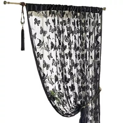  1pc Butterfly Lace Glitter String Curtain Panel Home Room Divider Voile Curtain • $16.99