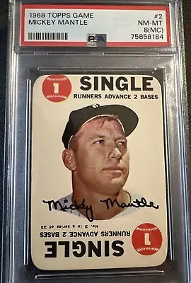 1968 Topps Baseball Game Mickey Mantle #2 PSA 8(MC) NM-MT • $299