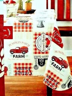 Vintage Farm Truck Tablecloth Farmhouse Harvest PEVA Patchwork Vinyl 60 X 84-in  • $14