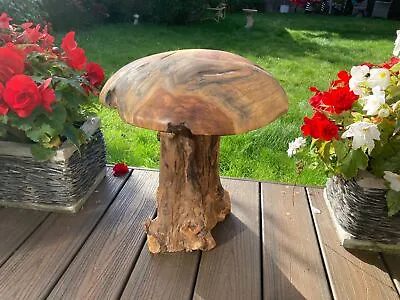 Large Wooden Mushroom Toadstool Sculpture Garden Teak Root Ornament  Carved 45cm • £66.99