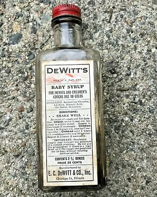 Vtg DeWhitt's Baby Syrup E C DeWhitt & Co Chicago 14 IL Coughs Due To Colds 25¢ • $24.74
