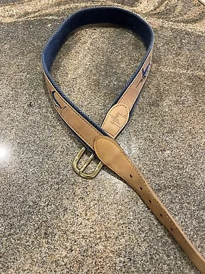 Guy Harvey Belt Mens 32 Leather Blue Casual Nautical Ocean Fishing • $14.99