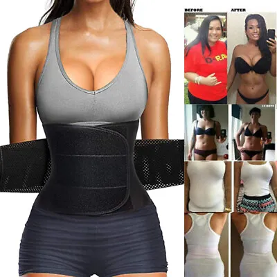 Waist Trainer Trimmer Weight Loss Women Men Sweat Thermo Wrap Body Shaper Belts • £16.79