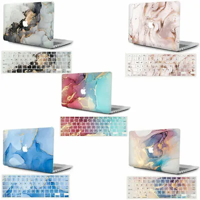 2in1 Matt Marbled Hard Shell Case For Apple MacBook Air Pro 13 &  M1   • £52.39