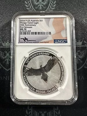 2024 Australia Wedge Tailed Eagle 10th Ann. 1 Oz Silver NGC MS70 Mercanti Signed • $119