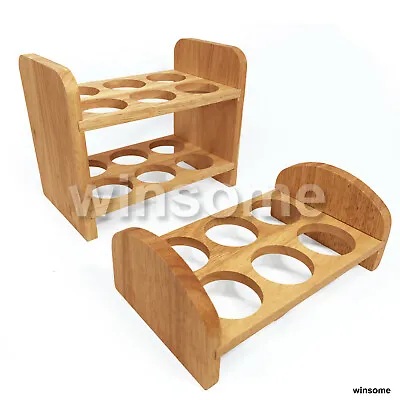 £8.95 • Buy 6/12 Egg Holder Stand Rack Safe Wooden Box Storage Stand Kitchen Organiser Box