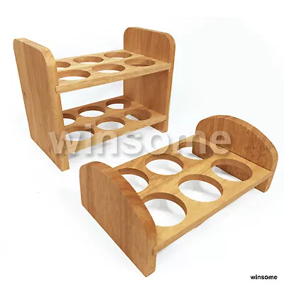 £8.95 • Buy 6/12 Egg Holder Stand Rack Safe Wooden Box Storage Stand Kitchen Organiser Box