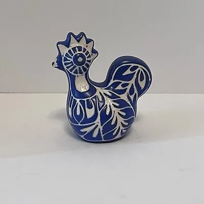 Vintage Pablo Zabal Chilean Art Pottery Blue And White Carved Sgraffito Rooster • $29.90