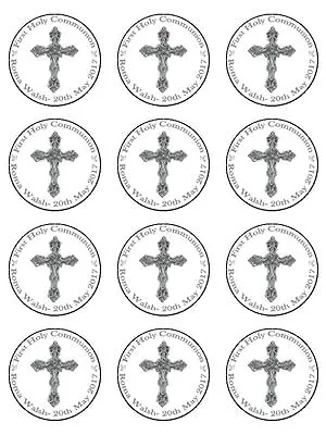 First Holy Communion Personalised Cupcake Toppers Wafer Or Icing Decoration X 12 • £4.14