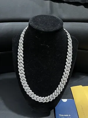 14mm 20in Fully Iced VVS1 D Moissanite Cuban Link Chain Solid 925 Passes Tester! • $999