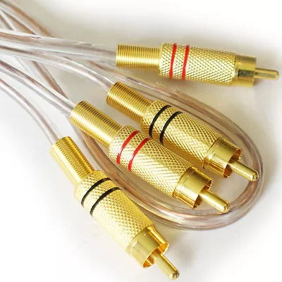 0.5m Premium Quality 2 RCA Male To Plug Cable Lead Gold Phono Shielded Audio Amp • £5.99