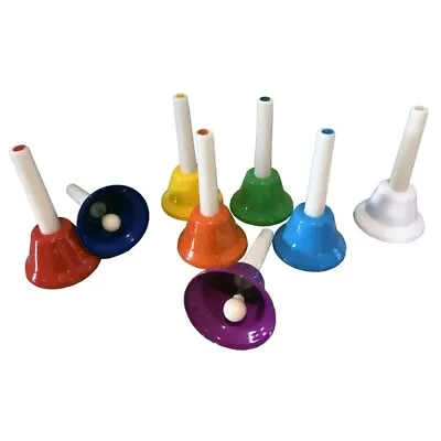 8 Tone Rainbow Colour Hand BELLS Bell Set Handle Percussion MUSICAL Children Toy • $37.19