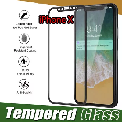 Full Cover IPhone X Xs Max Tempered Glass Screen Protector Guard 5D Black White • $6.23