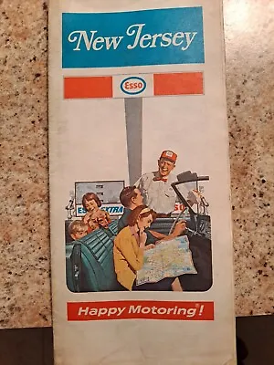 Vintage Esso Road Map  New Jersey 1972 Advertising Motoring USA Northeast Gas • $9.95