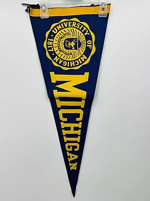 Vintage 1950s University Of Michigan Felt Pennant 28.5” Wolverines Football • $29.99