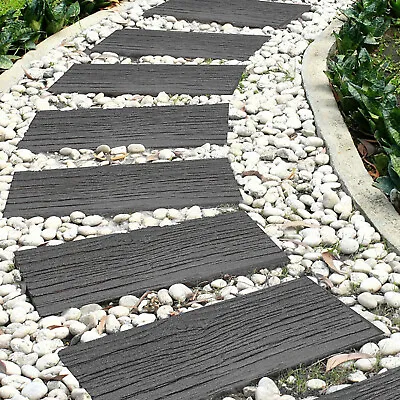 Garden Gear Grey Lawn Stepping Stones Wood Sleepers Wall Path Recycled Rubber • £27.99