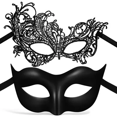  Lace Mask Masquerade Retro Venetian Suit Black Man Lovers Set Props • $9.99