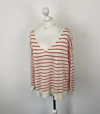 Mint Velvet 100% Linen Jumper Oversized Striped Sz Medium Ladies • £19.99